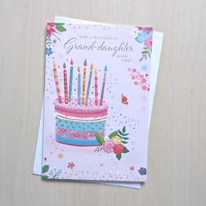 Granddaughter Birthday Card - Candles Ladies Female Women Girl Her - 7.5"x5.25" - Picture 1 of 3