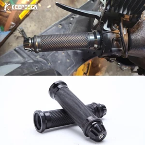 7/8" CNC Handlebar Rubber Hand Grips Bar End Cap Plug For Suzuki GS500F SV650S - Picture 1 of 8