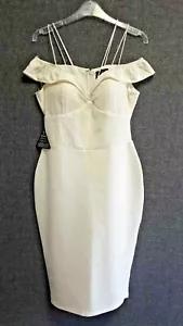 Rare London Lace Bodice Bardot Midi Dress Cream UK 12 RRP £55 LN016 PP 14 - Picture 1 of 5