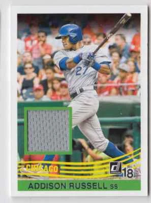 2018 Donruss Retro 1984 Materials Addison Russell Gray Jersey Chicago Cubs - Image 1 of 2