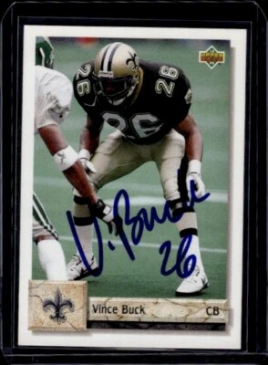 1992 Upper Deck #552 Autographed Vince Buck Trading Card - Image 1 of 2