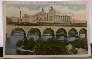 POSTAL DE ST. ANTHONY FALLS AND MILLING DISTRICT, MINNEAPOLIS MINNESOTA CR. 1930 - Imagen 1 de 2