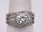 Ladies 14k White Gold 1.00ct Moissanite & 1.50ct Diamond Engagement Ring