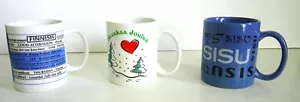SET of 3 DIFFERENT FINLAND COFFEE MUGS UNUSED BERGGREN TRAYNER SISU FINNISH NICE - Picture 1 of 14