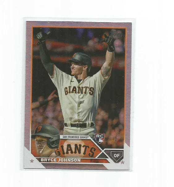 BRYCE JOHNSON (Giants) 2023 TOPPS RAINBOW FOIL PARALLEL ROOKIE CARD #571 - Image 1 of 1