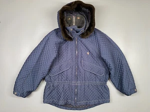 Women's Vitage PostCard Quilted Hooded Ski Jacket size 44 VGC - Picture 1 of 18