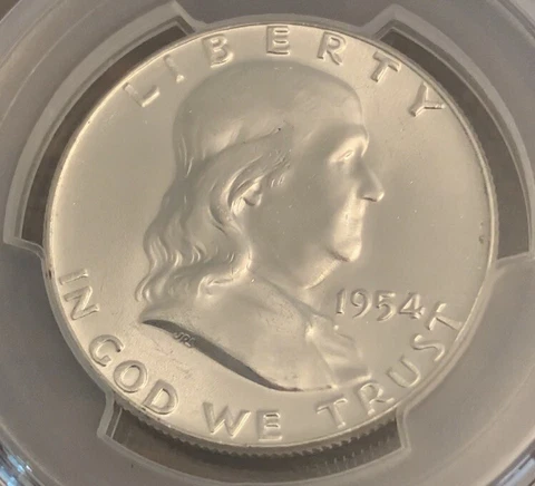 1954 P Franklin Half Dollar PCGS MS-65 FS-402 Obv Die Clash TOP POP Cover