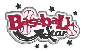 PIEZAS DE PAPEL DE ÁLBUM DE RECORTES PREFABRICADAS-PARA DISEÑO-TÍTULO-TBALL-NIÑO-DEPORTES-ESTRELLA DE BÉISBOL - Imagen 1 de 1