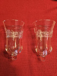 2 - Homco Etched Glass Peg Votive Sconce Candle Holders Iced Filigree Winterland - Picture 1 of 6