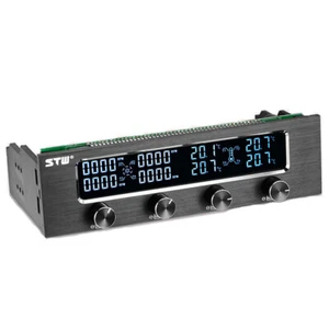 5.25" PC CPU 4 Channel Fan Speed Cooling Control Multi-Function LCD Controller - Picture 1 of 7