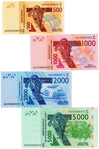 2024 West African States Burkina Faso 500, 1000, 2000, 5000 Francs CFA UNC NEW - Picture 1 of 2