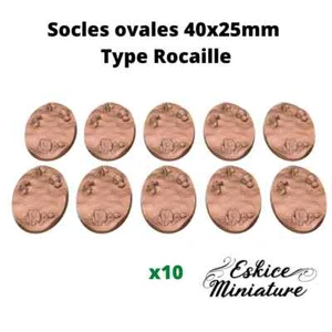 10 Socles Ovales 40x25mm Type Rocaille avec Emplacements Aimants 5mm Wargame - Picture 1 of 1