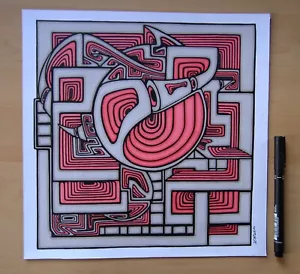 PhLVX red (2018) Original pro-marker illustration by Cujo Cussler. - Picture 1 of 3