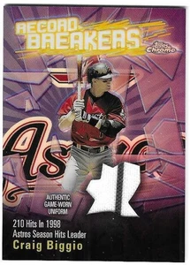 Craig Biggio 2003 TOPPS CHROME MLB RECORD BREAKERS JERSEY CARD Astros REFRACTOR - Picture 1 of 2
