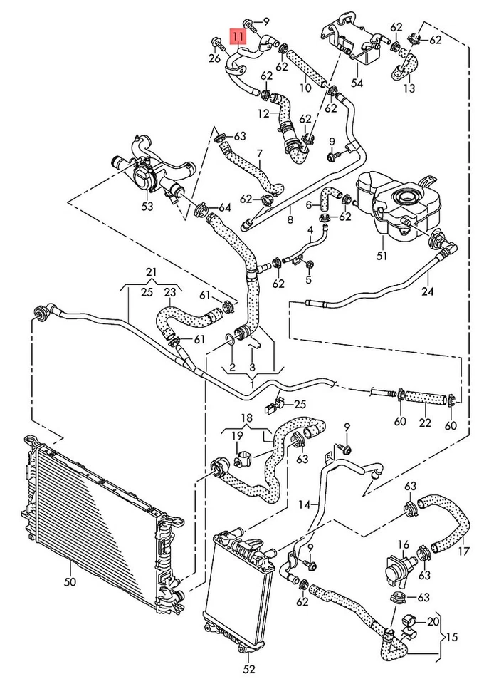 Tubo de refrigerante derecho genuino AUDI A8 S8 quattro 4H2 4H8 4HC 4HL 4H0121485AB Foto 1 de 1