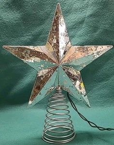 Albero di Natale Vintage Stella Illuminata Topper Argento - Foto 1 di 7