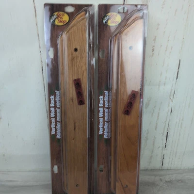 Lote de dos Bass Pro Shops 6 varillas exhibición vertical estante de pared madera acabado roble nuevo Foto 1 de 4