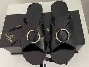 Massimo Dutti Black Leather Sandals Brand New With Tags and Box Size 37 - Picture 1 of 6