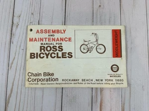 Vintage Ross Bicycles Assembly And Maintenance Manual Rockaway Beach NY - Picture 1 of 5