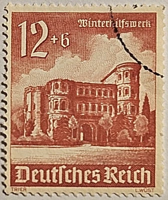 Deutsches Reich 1940, Heidelberg Castle, 12pf + 6pf Used Stamp #B182, FREE SHIP! - Image 1 of 4