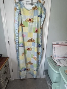 Winnie The Pooh Fleece Colorblock Blanket Blue Satin Trim Long Approx 45 x 60 - Picture 1 of 10