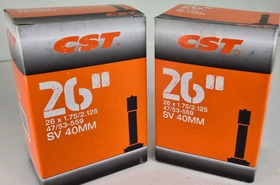 PACK OF 2 - CST Bicycle Inner Tube 26'' - 26 x 1.75/2.125 (47/53-599) SV 40mm - Image 1 of 4
