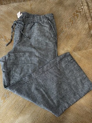 "Pantalones con cordón Merona azul/blanco rayas XXL pierna ancha cintura 40"" entrepierna 27""" Foto 1 de 4