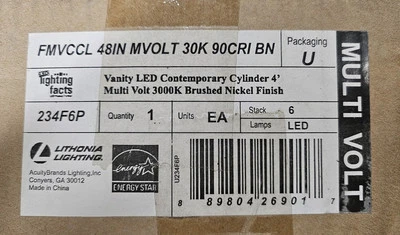 Luz de tocador Lithonia FMVCCL 48" MVolt 30k LED contemporánea de níquel cepillado Foto 1 de 4