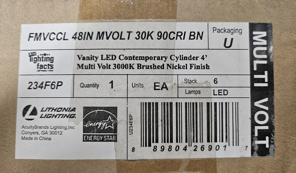 Lithonia FMVCCL 48" MVolt 30k LED Contemporary Brushed Nickel Vanity Light - Image 1 of 4