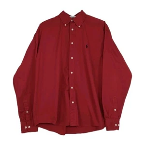 Camisa Ralph Lauren Blake Para Hombre Grande Roja 100% Algodón Manga Larga Con Botones - Imagen 1 de 13