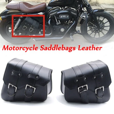 Motorcycle Black Side Saddle Bags For Harley Davidson Sportster XL883 1200 - Image 1 of 4