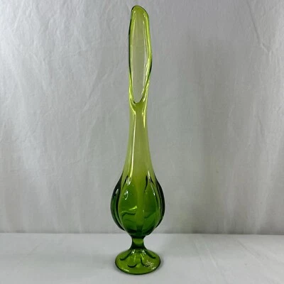 VIntage Viking Glass Epic 6 лепестков великолепная зеленая качающаяся ваза с авокадо 16 дюймов - Изображение 1 из 4