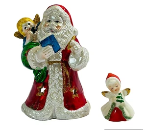Estatuilla de colección de maestro del tesoro de Papá Noel con soporte votivo ángel niño - Imagen 1 de 13