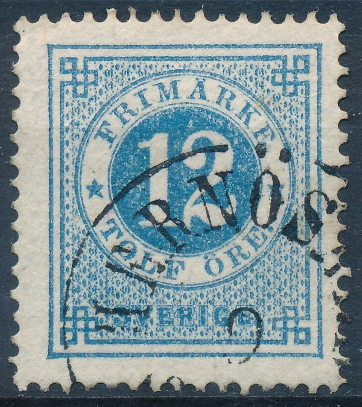 Suecia Scott 22/Facit 21d, 12ö ultramar-azul anillo tipo perf. 14 F-VF Usado Foto 1 de 1