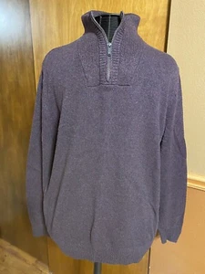 Calvin Klein Mens 1/4 Zip Knit Sweater Adult XL TG Marled Burgundy/Black LS - Picture 1 of 7