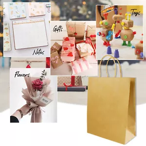 25 Pcs Kraft Paper Bags Craft with Flowers Stickers Shopping Bags - Picture 1 of 12