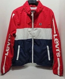 Levi's Retro Style Red White Blue Windbreaker Jacket Zip out Hood Mens Size L... - Picture 1 of 6