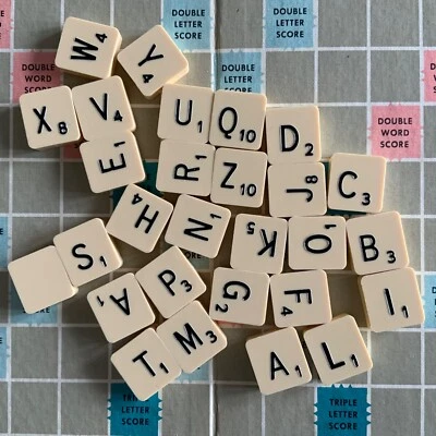 Vintage SCRABBLE - Individual Letter Tiles ROUND Back - SPARES / REPLACEMENTS - Image 1 of 2