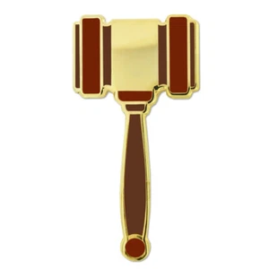 PinMart's Gavel Mallet Enamel Lapel Pin Judge Lawyer Student Auctioneer Gift - Picture 1 of 3