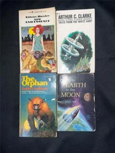 4 Vintage 1960 Sci-Fi Fantasy Taschenbücher Aldous Huxley Jules Verne, Clarke + Lot - Bild 1 von 2