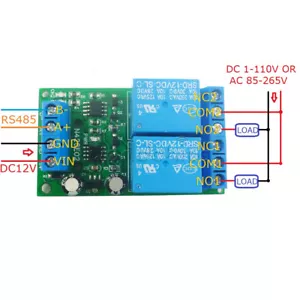 DC 12V 2CH RS485 Modbus RTU Relay Module PLC Digital Output Expansion Board New - Picture 1 of 11