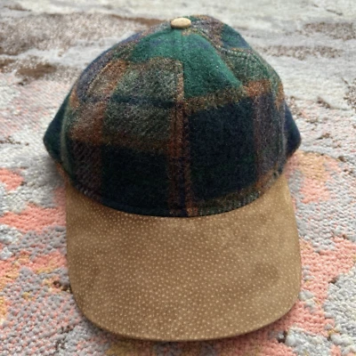 Eddie Bauer Deerstalker Hat RARE 80s Ear Flaps Plaid Wool Cap Tan Vintage Green - Image 1 of 4