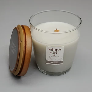 WOODWICK Nature's Wick 10 oz Candle Teakwood, it Crackles as it Burns (New)