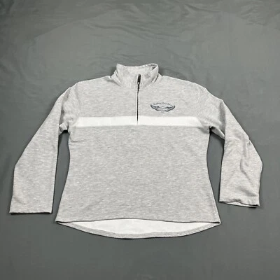 Harley Davidson Womens 1/4 Zip Sweatshirt Grey White Large Modern Biker Casual - Image 1 of 4