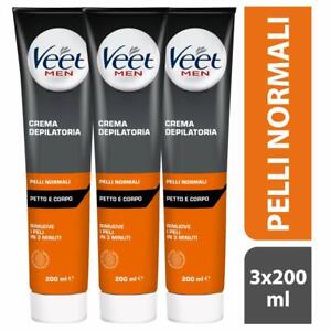 3 X Crema Depilatoria Veet For Men Silk & Fresh Technology per Uomo 200 ml