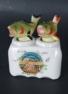 Vintage Fish bobble heads nodder Salt & Pepper Shakers Japan Patent T.T. kitsch - Picture 1 of 9