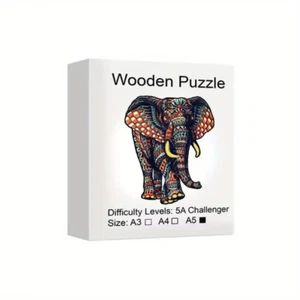 Elephant Wooden Jigsaw Puzzle, Uniquely Irregular Animal Shaped Wooden Stress Re - Picture 1 of 15