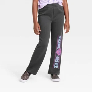 KC) Girls' Black Panther Wakanda Forever Dreamy Fleece Sweatpants - Black XS 4/5 - Picture 1 of 1