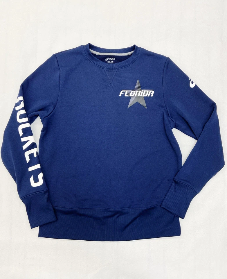 Women’s ASICS Rockets French Terry Crew Sweatshirt Navy Blue Activewear Pullover