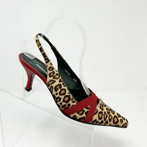 Tacones Donald J Pliner para mujer con estampado de leopardo talla 8,5 cuero rojo - Imagen 1 de 12